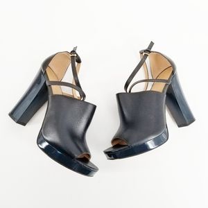 Calvin Klein platform heels Black Navy block heel Sz 7